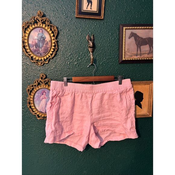 HiHo Pants - HiHo Womens Pink  linen shorts w pockets, Size Large